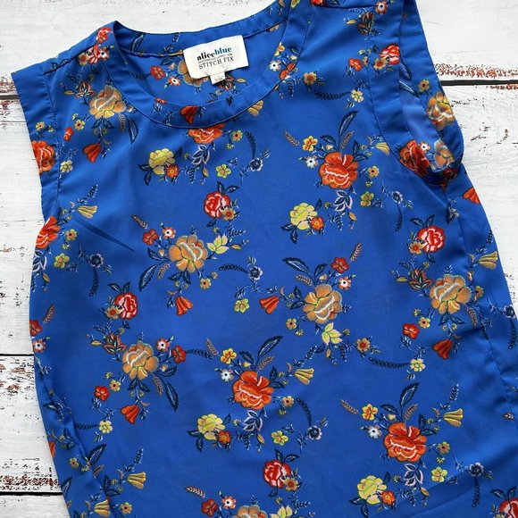 Alice Blue Buckingham Crew Neck Blouse - Picture 1 of 2